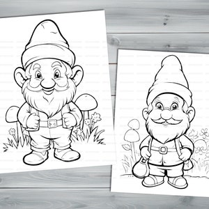 Garden Gnome PDF coloring book Printable colouring pages for kids Cute Cartoon gnome coloring thick outlines for children's creativity image 9