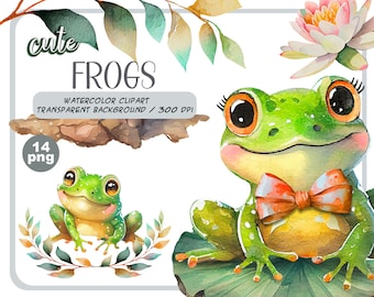 Watercolor cute baby frogs clipart-Realistic frog with flower-Baby Shower Graphics-Nursery Decor Wall Art-Woodland Animal-Amphibian portrait