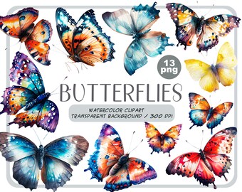 Aquarell Schmetterlinge Clipart - realistische Schmetterling Grafik - Insekten Illustration-transparenter Hintergrund - bunte Schmetterlinge PNG