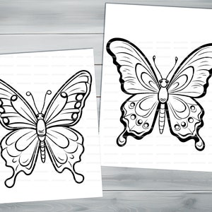 Beautiful butterflies PDF coloring book Printable colouring pages for kids Cartoon butterfly thick outlines for children's creativity image 6