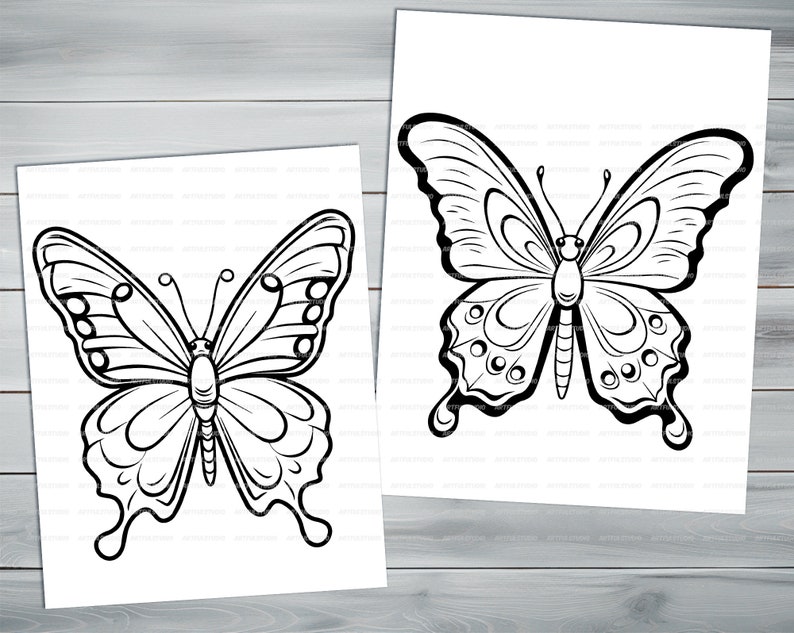 Beautiful butterflies PDF coloring book Printable colouring pages for kids Cartoon butterfly thick outlines for children's creativity image 6