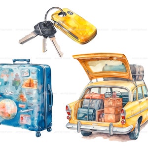 Watercolor travel lover clipart Summer Holiday Illustration-Vacation clipart-Tourism clipart-Planner clipart-Adventure clipart-cruise PNG image 4