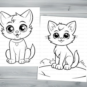 Funny kittens PDF coloring book Printable colouring pages for kids Cute Cartoon cat coloring thick outlines for children's creativity image 7