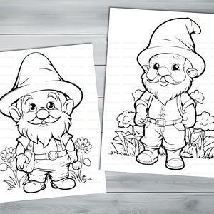 Garden Gnome PDF coloring book Printable colouring pages for kids Cute Cartoon gnome coloring thick outlines for children's creativity image 4