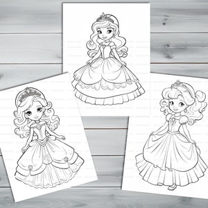 Princess doll PDF coloring book Printable colouring pages for kids Cute Cartoon girl coloring thick outlines for children's creativity image 3