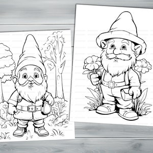 Garden Gnome PDF coloring book Printable colouring pages for kids Cute Cartoon gnome coloring thick outlines for children's creativity image 6