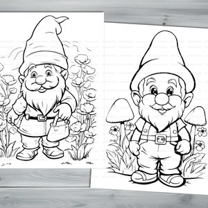 Garden Gnome PDF coloring book Printable colouring pages for kids Cute Cartoon gnome coloring thick outlines for children's creativity image 5