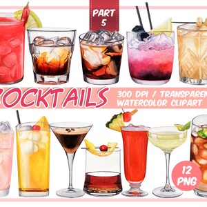 Cocktails aquarelle clipart-cocktails-signature clipart boissons alcoolisées - graphiques de cocktails tropicaux d'été - Summer Party-téléchargement instantané