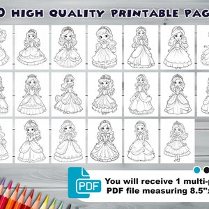 Princess doll PDF coloring book Printable colouring pages for kids Cute Cartoon girl coloring thick outlines for children's creativity image 2