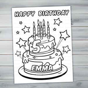 Customizable Happy Birthday PDF coloring book Personalized Printable coloring pages for kids for kids activity Custom Birthday Party image 6