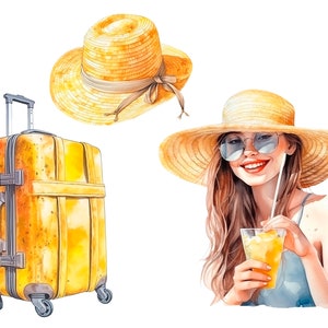 Watercolor travel lover clipart Summer Holiday Illustration-Vacation clipart-Tourism clipart-Planner clipart-Adventure clipart-cruise PNG image 9