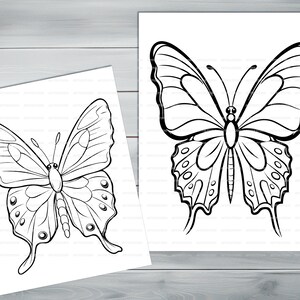 Beautiful butterflies PDF coloring book Printable colouring pages for kids Cartoon butterfly thick outlines for children's creativity image 4