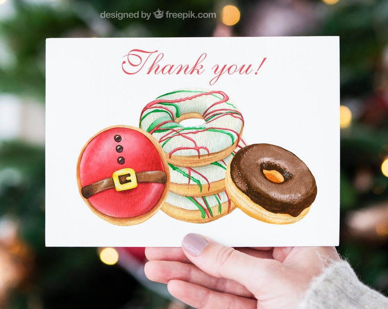 Watercolor Christmas donuts clipart snowman, santa, gift donuts, holiday food sweet, desserts, pastries, chocolate doughnut sublimation image 9