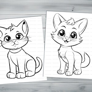 Funny kittens PDF coloring book Printable colouring pages for kids Cute Cartoon cat coloring thick outlines for children's creativity image 3