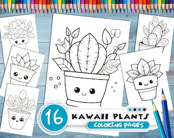 Kawaii Anime Pflanzen Malbuch: Lustige Cartoon Zimmerpflanzen (PDF Download)