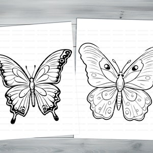 Beautiful butterflies PDF coloring book Printable colouring pages for kids Cartoon butterfly thick outlines for children's creativity image 3
