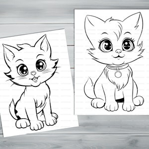 Funny kittens PDF coloring book Printable colouring pages for kids Cute Cartoon cat coloring thick outlines for children's creativity image 8