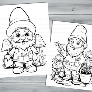 Garden Gnome PDF coloring book Printable colouring pages for kids Cute Cartoon gnome coloring thick outlines for children's creativity image 8