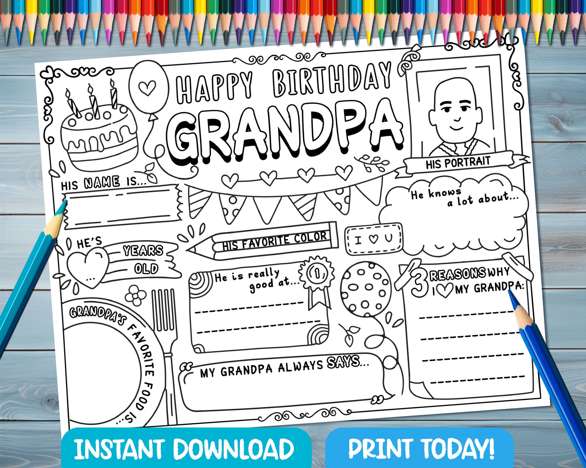 Happy Birthday Grandpa Activity Sheet Coloring Page All About ...