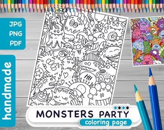 Monster Ausmalseiten: Lustige Kreaturen Aufgabenblatt (Digitaler Download)