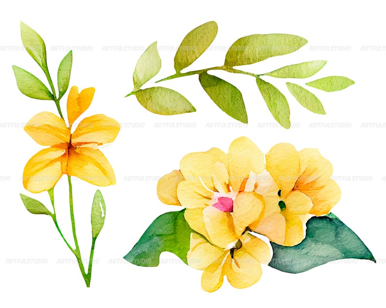 Watercolor spring clipart-Spring flowers-Botanical illustration-Easter Blossom-spring birds and lantern-Floral Decor-Instant download image 8