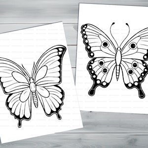 Beautiful butterflies PDF coloring book Printable colouring pages for kids Cartoon butterfly thick outlines for children's creativity image 5