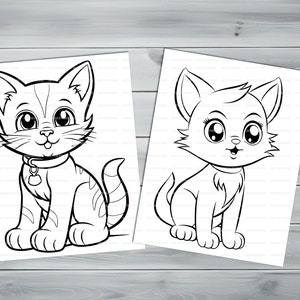 Funny kittens PDF coloring book Printable colouring pages for kids Cute Cartoon cat coloring thick outlines for children's creativity image 5