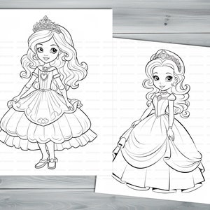 Princess doll PDF coloring book Printable colouring pages for kids Cute Cartoon girl coloring thick outlines for children's creativity image 7