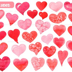 Watercolor Love Hearts Clipart-valentine's Day Graphics for Planner ...