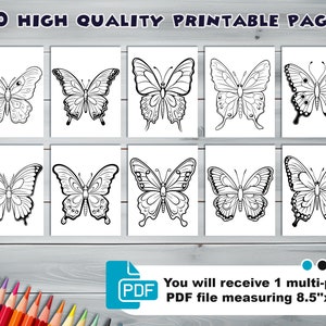 Beautiful butterflies PDF coloring book Printable colouring pages for kids Cartoon butterfly thick outlines for children's creativity image 2