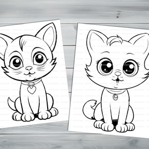Funny kittens PDF coloring book Printable colouring pages for kids Cute Cartoon cat coloring thick outlines for children's creativity image 9