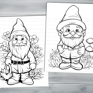 Garden Gnome PDF coloring book Printable colouring pages for kids Cute Cartoon gnome coloring thick outlines for children's creativity image 7