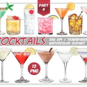 Watercolor Cocktails clipart-signature cocktails-Alcoholic Drinks clipart- summer tropical cocktail graphics - Summer Party-Instant download