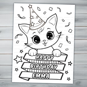 Customizable Happy Birthday PDF coloring book Personalized Printable coloring pages for kids for kids activity Custom Birthday Party image 4