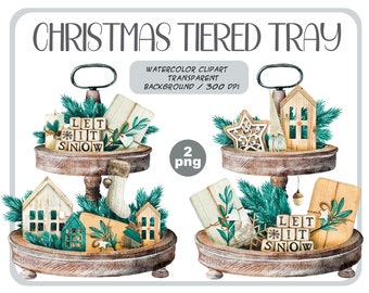 Aquarell Weihnachten Clipart: Skandinavisches Bauernhaus (PNG)