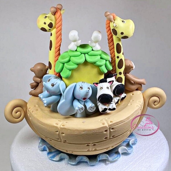 Noah's Ark 2 Cake topper, premier anniversaire, baby shower, centre de table, porcelaine froide