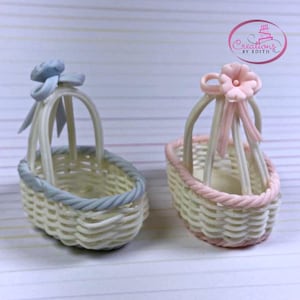SALE!!  3 Pcs.Baby basinet woven in cold porcelain, baby favor, baby shower, first birthday, gender reveal