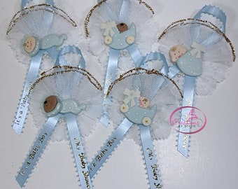 Baby Shower corsage #8, It's a Baby Boy, My Baby Shower, Mom to be corsage, Dad to be corsage, capias, baby shower corsage, cold porcelain