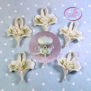 SALE!! Flower basket favors-applique-10pcs. Cold porcelain favors-wedding-bridal-quinceañero