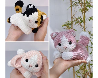 Lot de MOTIFS chat et lapin au crochet 3 en 1 : Sweetie Fluffy | Lapin chat calicot | Patron PDF anglais