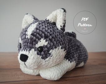 Patrón de perro a crochet : Cachorro Little Archer the Husky / Cachorro de peluche / Patrón de perro Amigurumi / Patrón de descarga instantánea / Patrón PDF en inglés