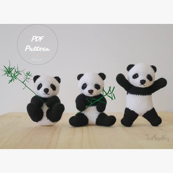 Patrón de crochet : Mi pequeño Panda /Patrón Panda Amigurumi / Patrón de descarga instantánea / Patrón PDF en inglés