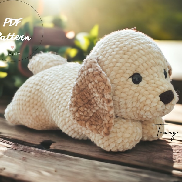 PDF Haakpatroon Golden Retriever: Kleine Aardappel | Amigurumi-puppy | Amigurumi hondenpatroon | ENGELS Patroon