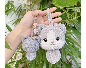 PATRÓN DE GATO A Crochet: Meow Mates / charms para mochilas / llaveros / percha para coche / Patrón PDF