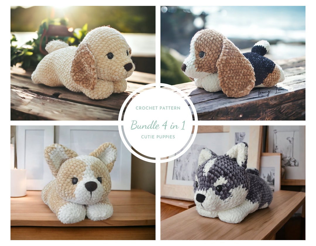 Crochet Dog Pattern Bundle 4 in 1 Amigurumi Dog Pattern English PDF Pattern