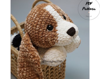 Hunde Häkelanleitung: Little Bailey der Beagle Welpe | Amigurumi Hunde Anleitung | Englische PDF Anleitung