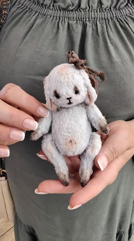 OOAK Teddy Bunny: Collectible Viscose Plush, Handmade Toy