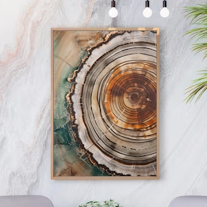 Nordic Tree Ring Art Prints, Modern Neutral Abstract, Tree Abstract, Abstract Art Prints, Rolled Art Poster, Scandinavian Wall Art