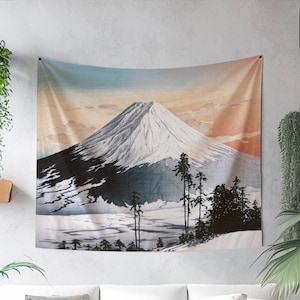 Japanese Tapestry, Original Art on Tapestry, Japan Wall Hanging, Mount Fuji Tapestry, Japan Indoor Wall Tapestry, Japanese Wall Decor