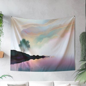 Japanese Tapestry, Original Art on Tapestry, Japandi Wall Hanging, Japan Tapestry, Japanese Indoor Wall Tapestry, Japanese Wall Decor